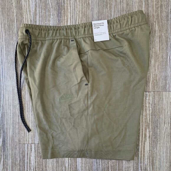 Nike Tech Fleece Shorts Olive Green Men's XL Lightweight Knit Side Zip Pocket LE - Picture 4 of 12